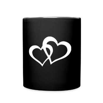 zwei Herzen vereint - Tasse einfarbig - Schwarz - Vorne