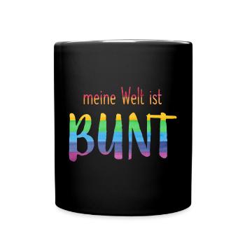 Meine Welt ist bunt - Regenbogen -fröhlich - Tasse einfarbig - Schwarz - Vorne
