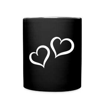 Coeurs balancés blanc - Mug uni - noir - Devant