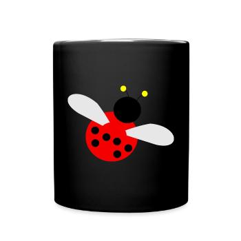 Marienkäfer mit bunten Punkten und Flügeln - Tasse einfarbig - Schwarz - Vorne