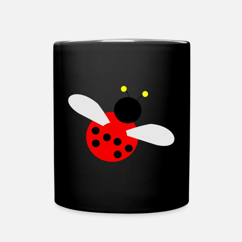Marienkäfer mit bunten Punkten und Flügeln - Tasse einfarbig - Schwarz