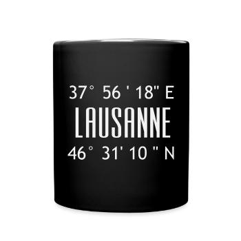 Lausanne Coordinates Typo Graphic - Full Colour Mug - black - Front