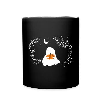 Ghost with pumpkin - Full Colour Mug - black - Front