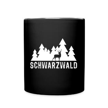 Schwarzwald Hirsch - Tasse einfarbig - Schwarz - Vorne