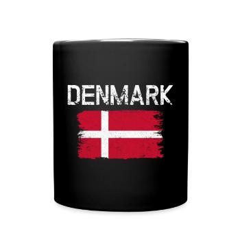 Denmark Flag Brush Art - Full Colour Mug - black - Front