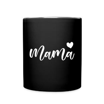 Mama Kalligrafie mit Herz Mutter - Tasse einfarbig - Schwarz - Vorne
