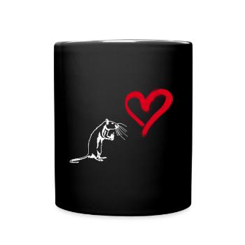 Graffiti Herz Street Art Ratte - Tasse einfarbig - Schwarz - Vorne