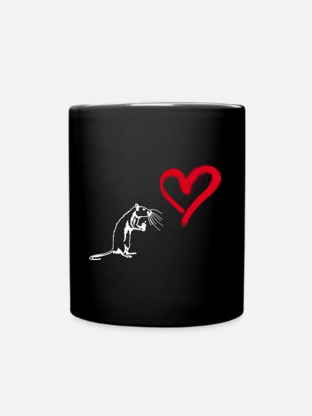 Graffiti coeur de street art rat - Mug uni - noir