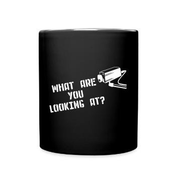 WHAT ARE YOU LOOKING AT CCTV Camera Street Art - Full Colour Mug - black - Front
