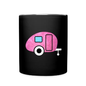 Caravan Camping hygge pink fluffy Caravan Fan - Full Colour Mug - black - Front