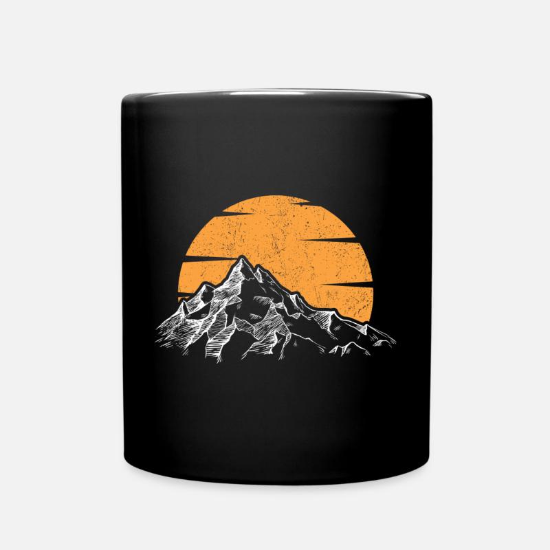 Sunset Peak Mountain Silhouette - Full Colour Mug - black