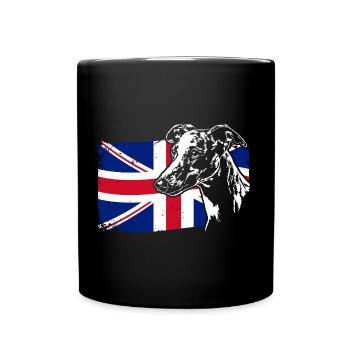 WHIPPET Union Jack Flag Dogs Wilsigns - Full Colour Mug - black - Front