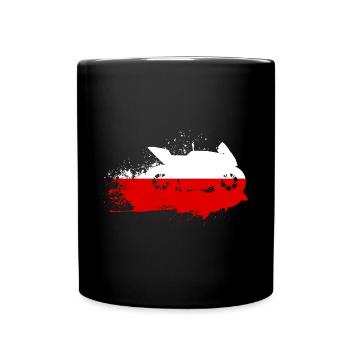 Motorrad Motorsport Polen Flagge - Tasse einfarbig - Schwarz - Vorne