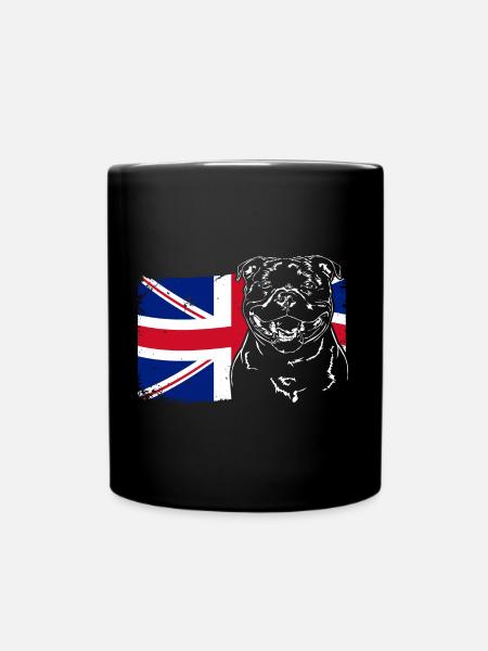 STAFFORDSHIRE BULL TERRIER Union Jack Wilsigns - Full Colour Mug - black