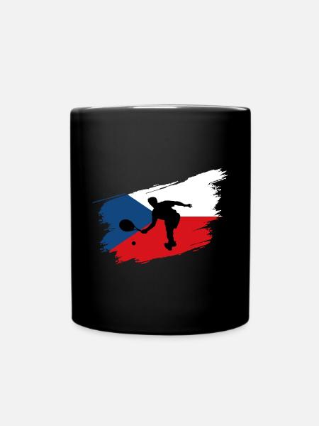 Tennis Tchéquie Drapeau Sport Fan - Mug uni - noir