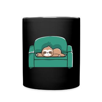 Sloth Sofa Chill Relax - Full Colour Mug - black - Front
