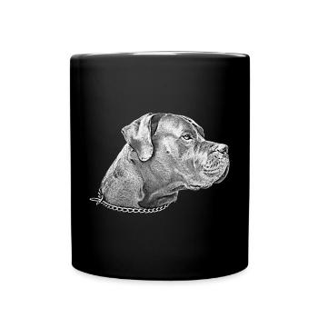Dogge Hund Hundekopf Bulldogge Hunderasse Hunde - Tasse einfarbig - Schwarz - Vorne