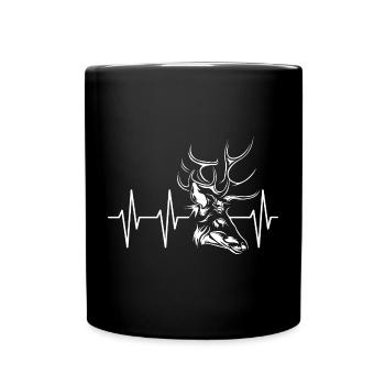 Hirsch Elch Geweih Symbol Herzschlag Puls Ekg - Tasse einfarbig - Schwarz - Vorne