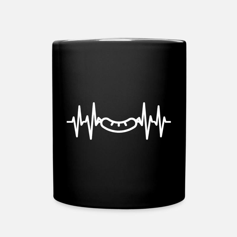 Wurst Herzschlag Fleischliebhaber - Tasse einfarbig - Schwarz