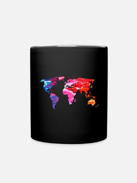 Carte du monde colorée du monde - Mug uni - noir