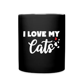 I LOVE MY CATS Cat Owner Love - Full Colour Mug - black - Front