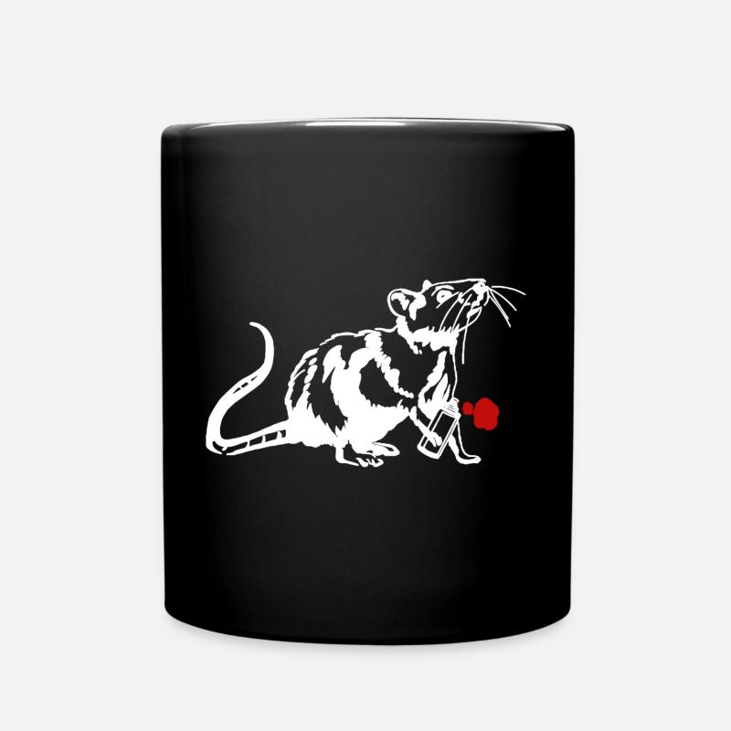 Street Art Ratte mit Graffiti Can - Tasse einfarbig - Schwarz