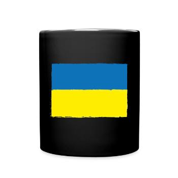Flagge Ukraine No War Peace Frieden Friedenstaube - Tasse einfarbig - Schwarz - Vorne