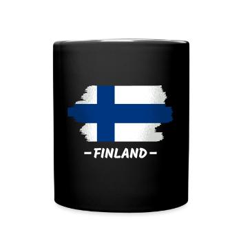 Finnland Flagge Suomi Finnische Fahne Used Look - Tasse einfarbig - Schwarz - Vorne