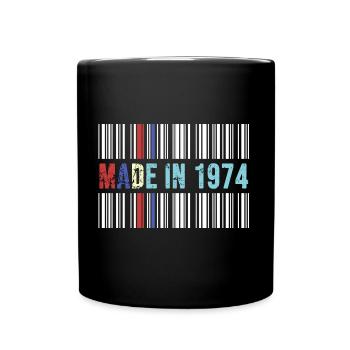 1974 birthday 48 years 48th anniversary retro barcode - Full Colour Mug - black - Front