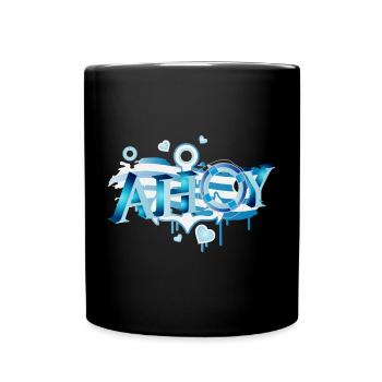 englischer Seemannsgruß Schriftzug Ahoy Graffiti - Tasse einfarbig - Schwarz - Vorne
