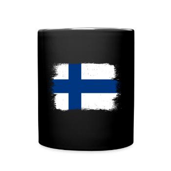 Drapeau finlandais Suomi Drapeau finlandais Look utilisé - Mug uni - noir - Devant