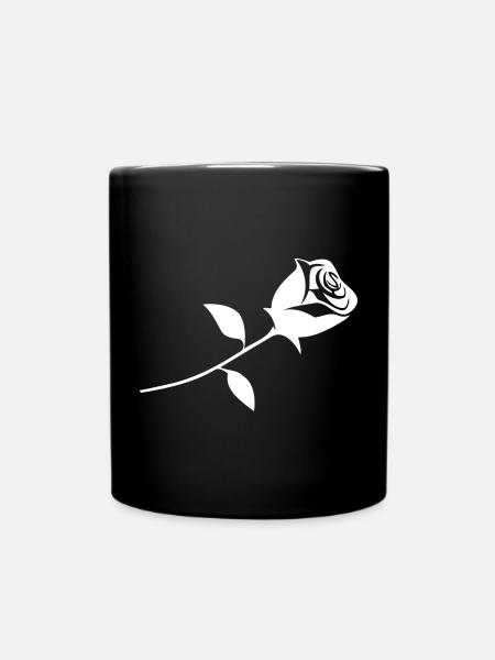 Eine Rose - Tasse einfarbig - Schwarz