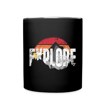 Explore Mountain Sunset Emblem - Full Colour Mug - black - Front