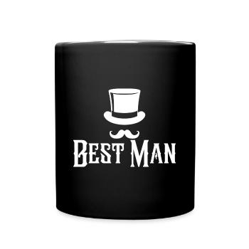 Best Man Top Hat & Mustache Mens Bachelor Party - Full Colour Mug - black - Front