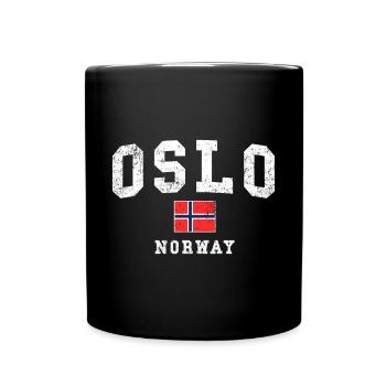 Oslo Norway Flag Vintage - Full Colour Mug - black - Front