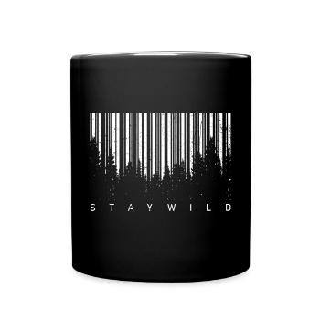 Silhouette de code-barres forestière - Mug uni - noir - Devant