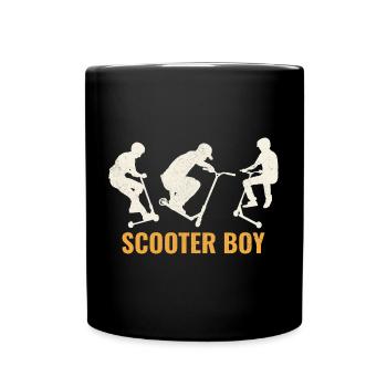 Stunt Scooter Junge Freestyle Scootern Fahren - Tasse einfarbig - Schwarz - Vorne