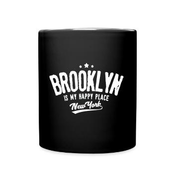 Brooklyn ist mein glücklicher Ort - Tasse einfarbig - Schwarz - Vorne