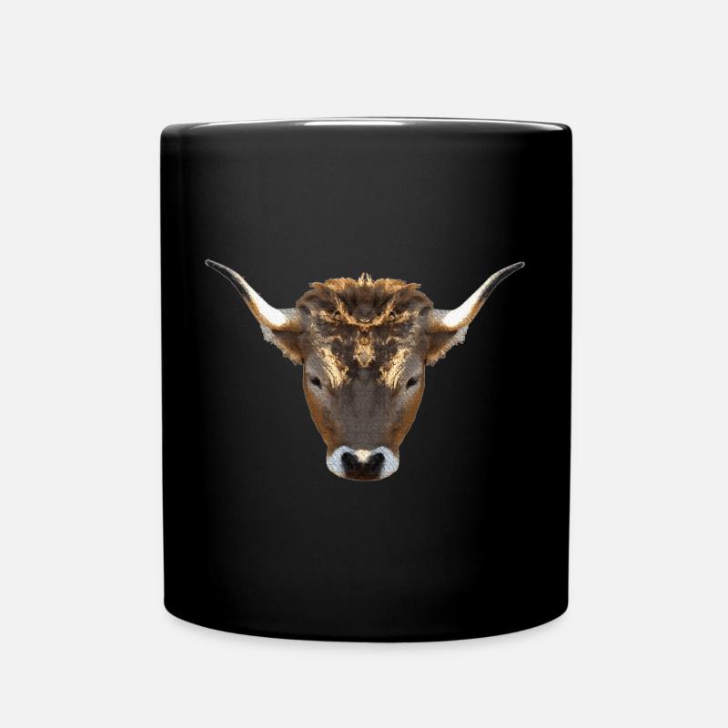 Stiergesicht, landtier outfits, Stierkopf - Tasse einfarbig - Schwarz