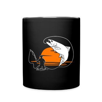 Fliegenfischen Rising Sun Angler Fischer Angeln - Tasse einfarbig - Schwarz - Vorne