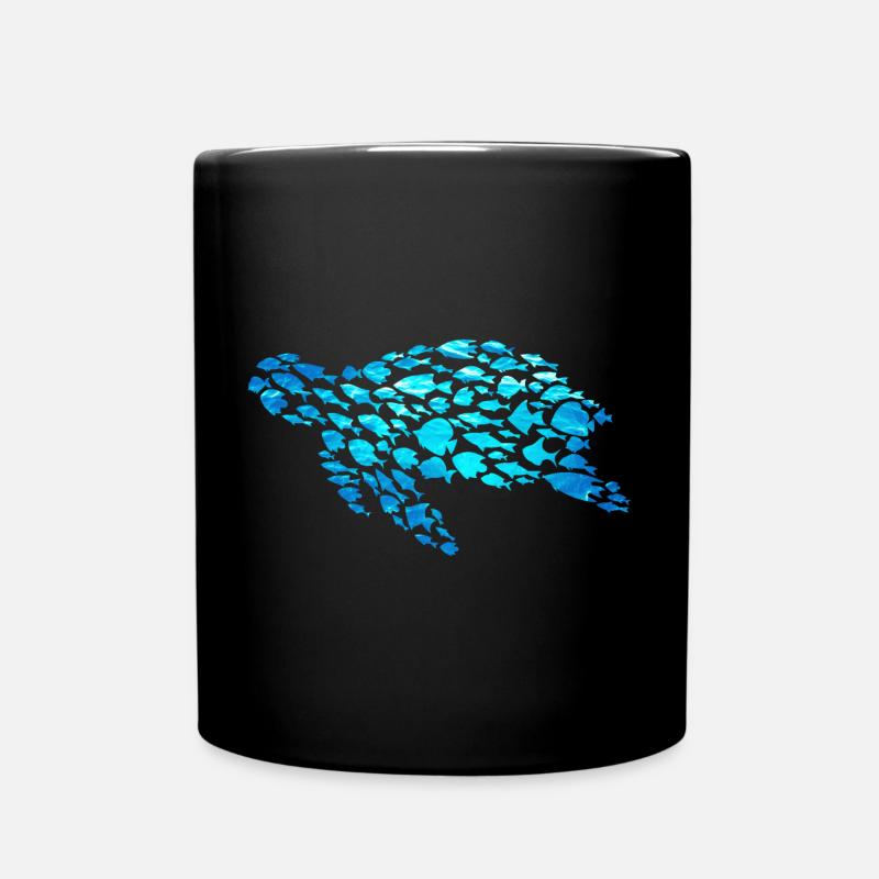 Tortue d’eau Poissons Créatures marines - Mug uni - noir