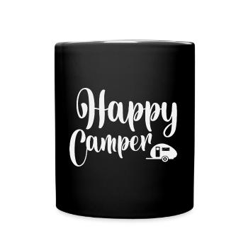 Happy Camper - Tasse einfarbig - Schwarz - Vorne