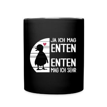 Ente "ich mag Enten" Watschelente Hausente - Tasse einfarbig - Schwarz - Vorne