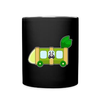 Panda Schulbus - Tasse einfarbig - Schwarz - Vorne
