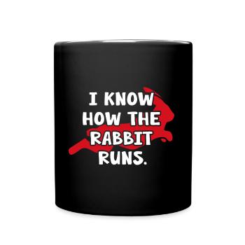 Hase "know how the rabbit runs" Kaninchen - Tasse einfarbig - Schwarz - Vorne
