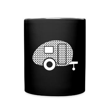 Caravan Camping Strickmuster Winter Wohnwagen - Tasse einfarbig - Schwarz - Vorne