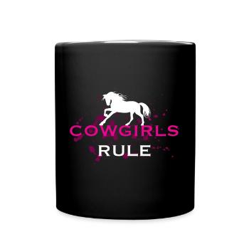 Western Riding Cowgirls Horses Riding Shirt Stickers - Full Colour Mug - black - Front