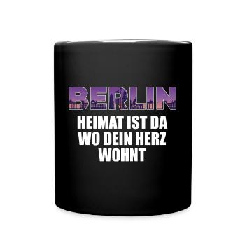 Berliner Spruch Herz Heimat Berlin - Tasse einfarbig - Schwarz - Vorne