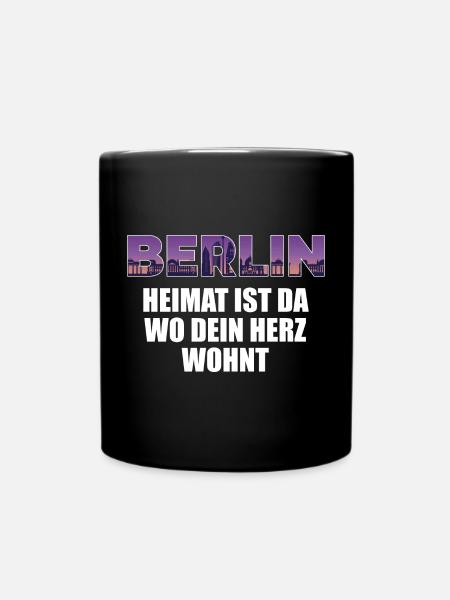 Berliner Spruch Herz Heimat Berlin - Tasse einfarbig - Schwarz