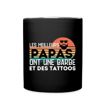 Les meilleurs papas ont une barbe et des tattoos - Mug uni - noir - Devant